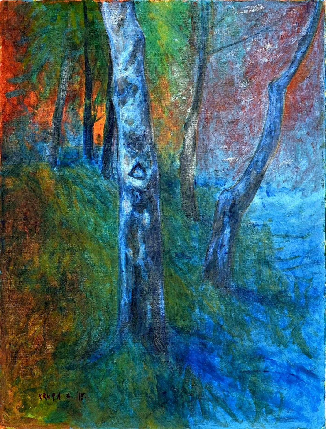 A Fire in the Sky or the Black Cottage by Alfred Freddy Krupa — hand-painted abstract oil painting reproduction on canvas