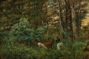 A Flock Of Hinds In The Forest by Jørgen Sonne — hand-painted landscape oil painting reproduction on canvas
