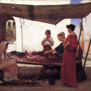 A Flower Stall by John William Waterhouse — Oil Painting Reproduction