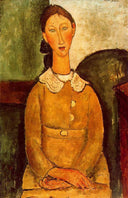 A girl in yellow dress by Amedeo Modigliani — male oil painting wall art, Expressionism