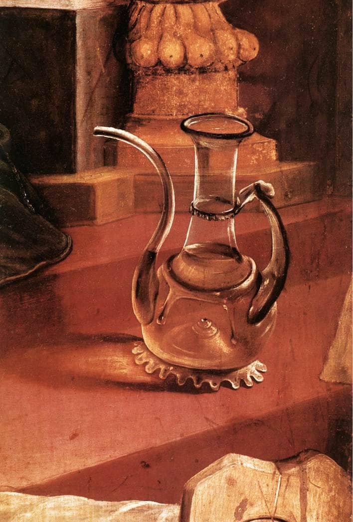 A Glass Jug (detail from the Concert of Angels from the Isenheim Altarpiece) by Matthias Grünewald — hand-painted photography oil painting reproduction on canvas