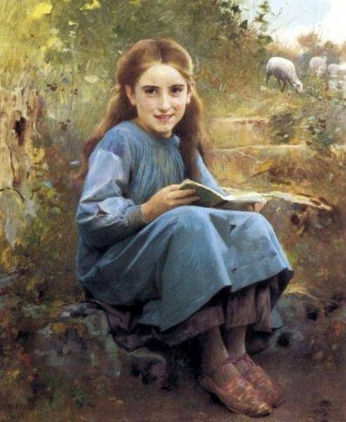 A good book by Léon Bazile Perrault, hand-painted portrait oil painting reproduction on canvas