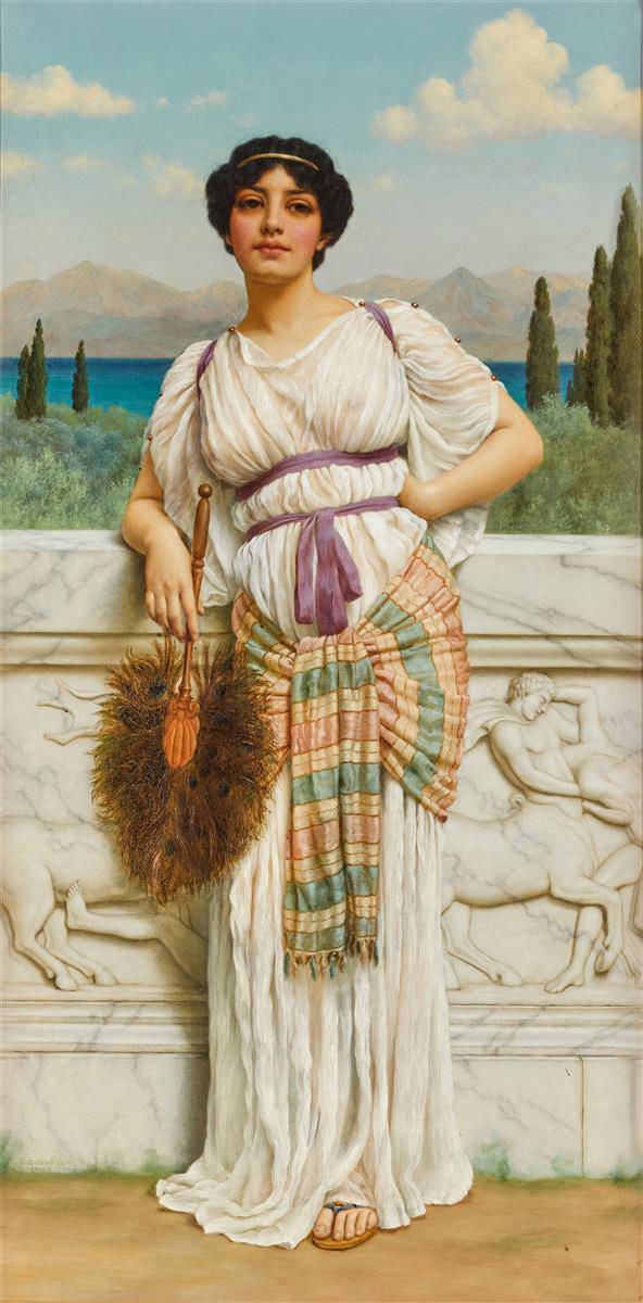 A Greek Beauty by John William Godward, hand-painted photography oil painting reproduction on canvas