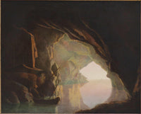 A Grotto in the Gulf of Salerno, Sunset by Joseph Wright — hand-painted landscape oil painting reproduction on canvas
