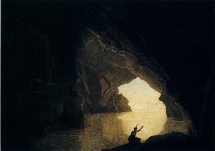 A Grotto in the Gulf of Salernum, with the figure of Julia, banished from Rome - Joseph Wright