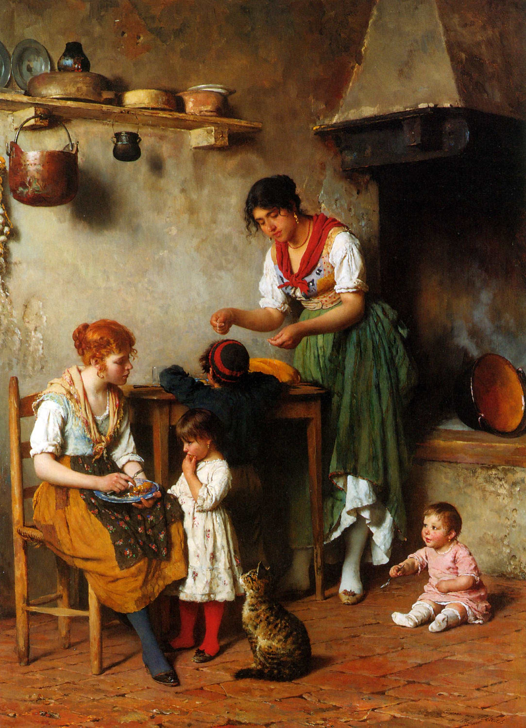 A Helping Hand by Eugene de Blaas — hand-painted animal oil painting reproduction on canvas