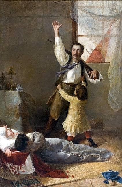 A La Guerra! by José Garnelo — hand-painted portrait oil painting reproduction on canvas