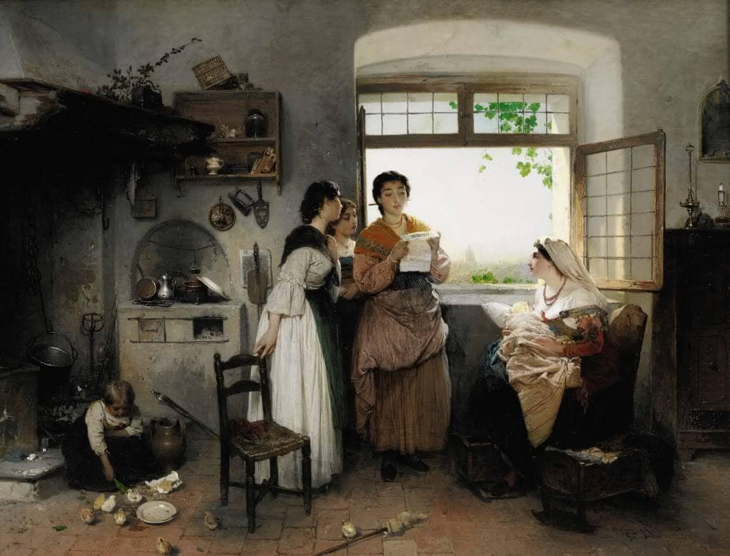 A letter from the front by Gerolamo Induno — hand-painted portrait oil painting reproduction on canvas