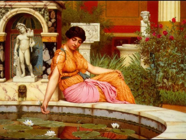 A Lily Pond by John William Godward — hand-painted portrait oil painting reproduction on canvas