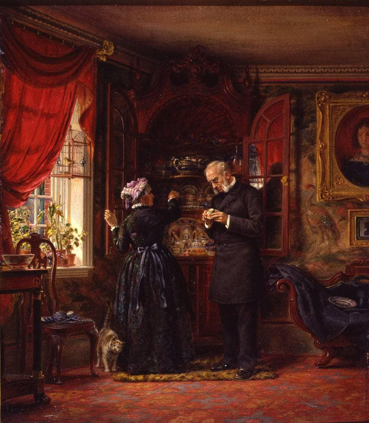 A Lover of Old China by Edward Lamson Henry — hand-painted portrait oil painting reproduction on canvas