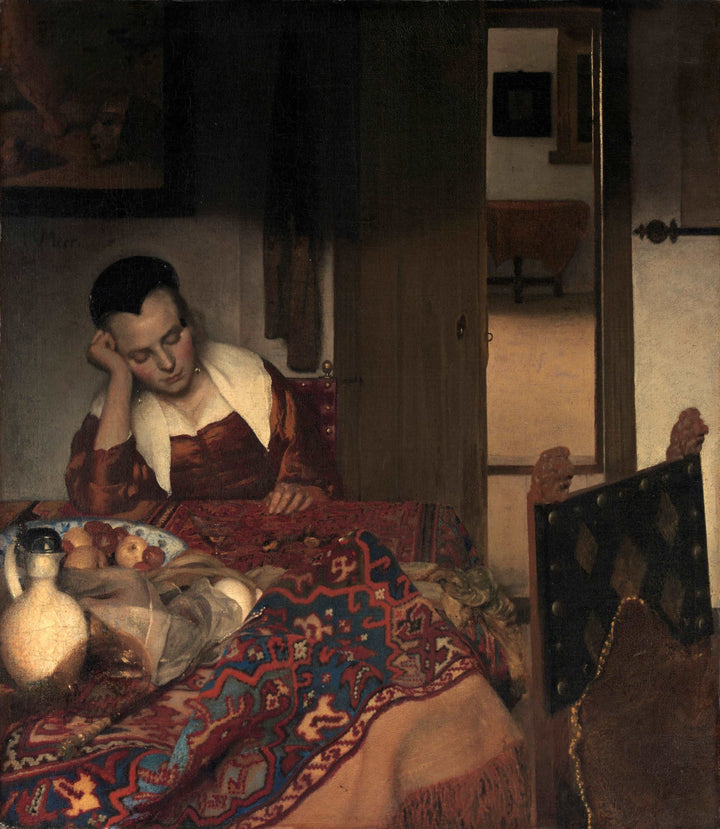 A maid asleep by Johannes Vermeer — hand-painted portrait oil painting reproduction on canvas