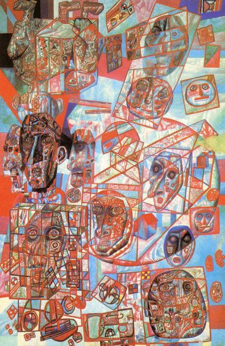 A Man in the World by Pavel Filonov — hand-painted abstract oil painting reproduction on canvas