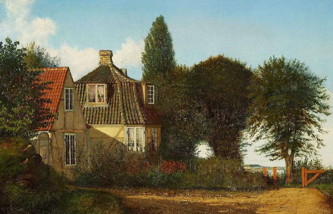 A Mansion near Øresund by Christen Kobke — hand-painted architectural oil painting reproduction on canvas