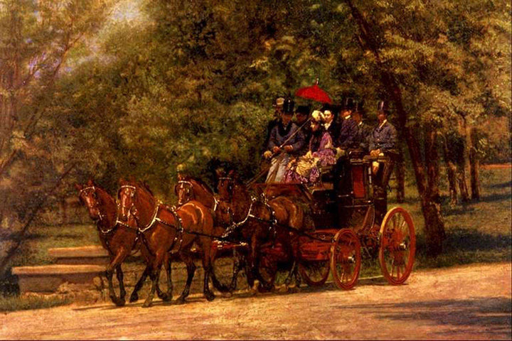 A May Morning in the Park ( The Fairman Robers Four in Hand) by Thomas Eakins — hand-painted animal oil painting reproduction on canvas