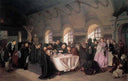 A Meal in the Monastery by Vasily Perov — group oil painting wall art, Realism