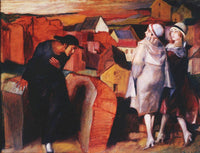 A Meeting. Jewish Youth and Two Women in the Town Alley