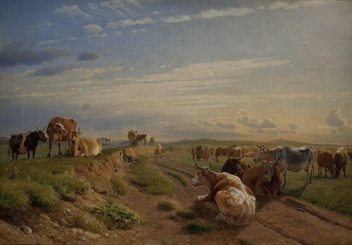 A Milking Place near Vognserup Manor, Zealand by Johan Lundbye — hand-painted landscape oil painting reproduction on canvas