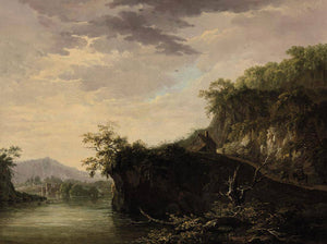 A mountainous river landscape with figures on a track - Daniël Dupré