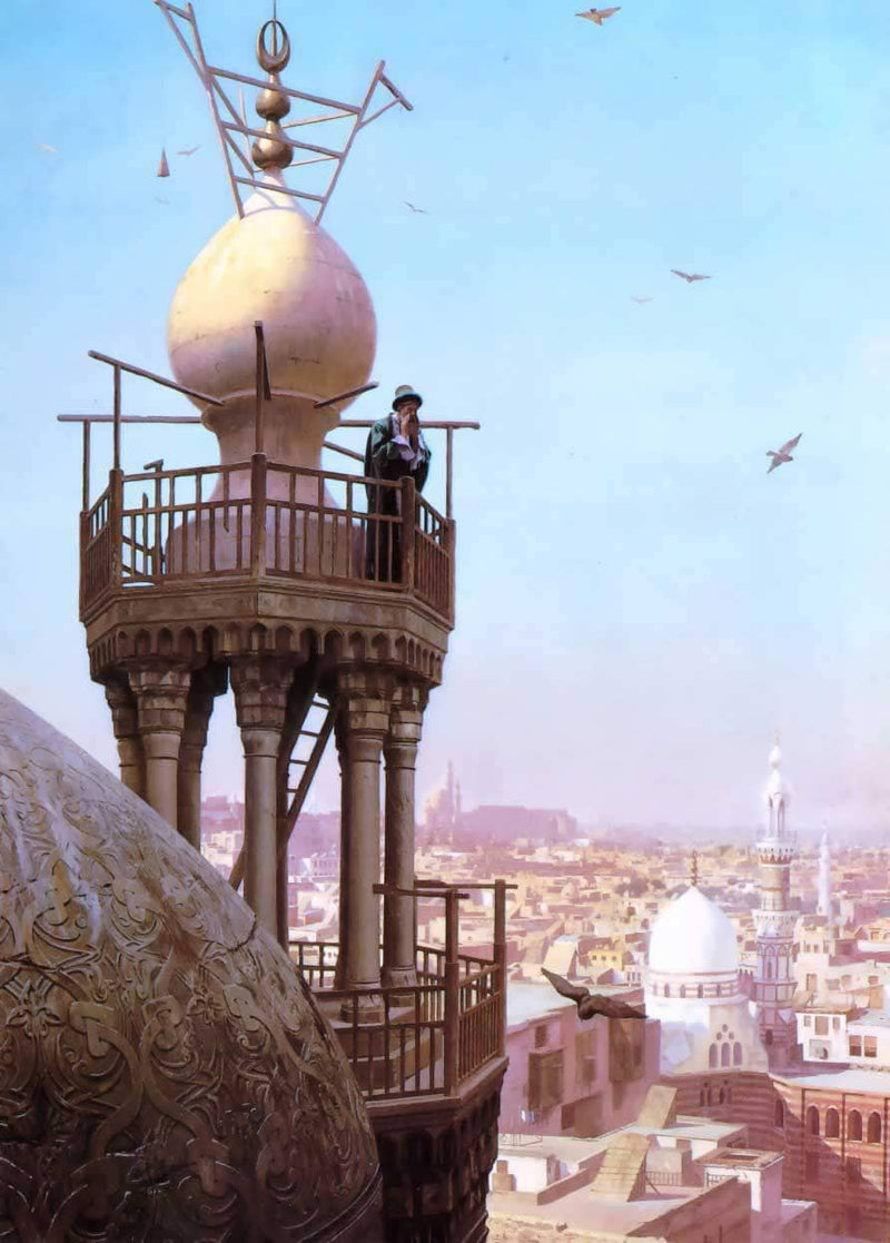 A Muezzin Calling from the Top of a Minaret the Faithful to Prayer on gallery wrap