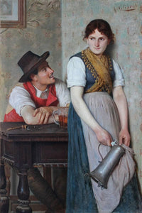 A mug of beer by Achille Glisenti — hand-painted portrait oil painting reproduction on canvas