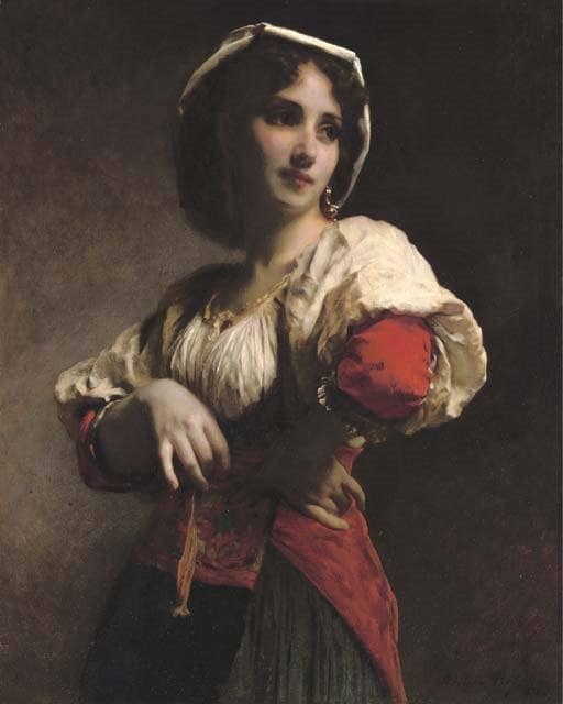 A Neapolitan beauty by Adolphe Piot — hand-painted portrait oil painting reproduction on canvas