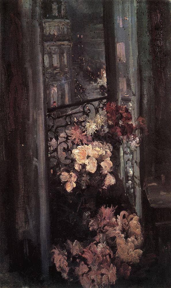 A Parisian Balcony by Konstantin Korovin — hand-painted botanical oil painting reproduction on canvas