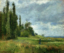 A part of Groettes, Pontoise, Gray Weather by Camille Pissarro — rural oil painting wall art, Impressionism