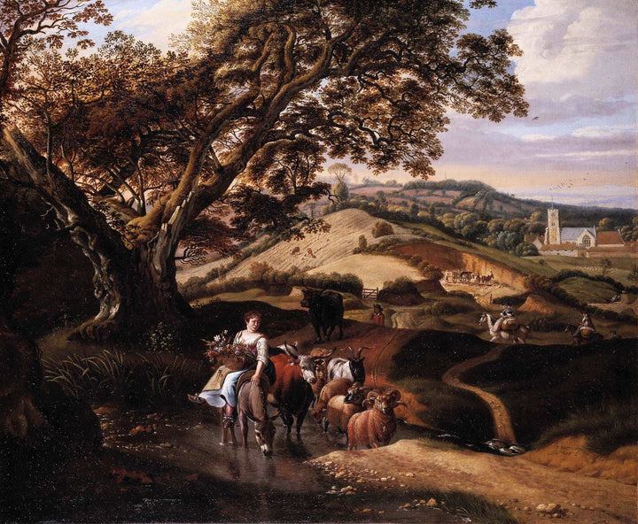 A Pastoral Landscape by Jan Siberechts — hand-painted animal oil painting reproduction on canvas