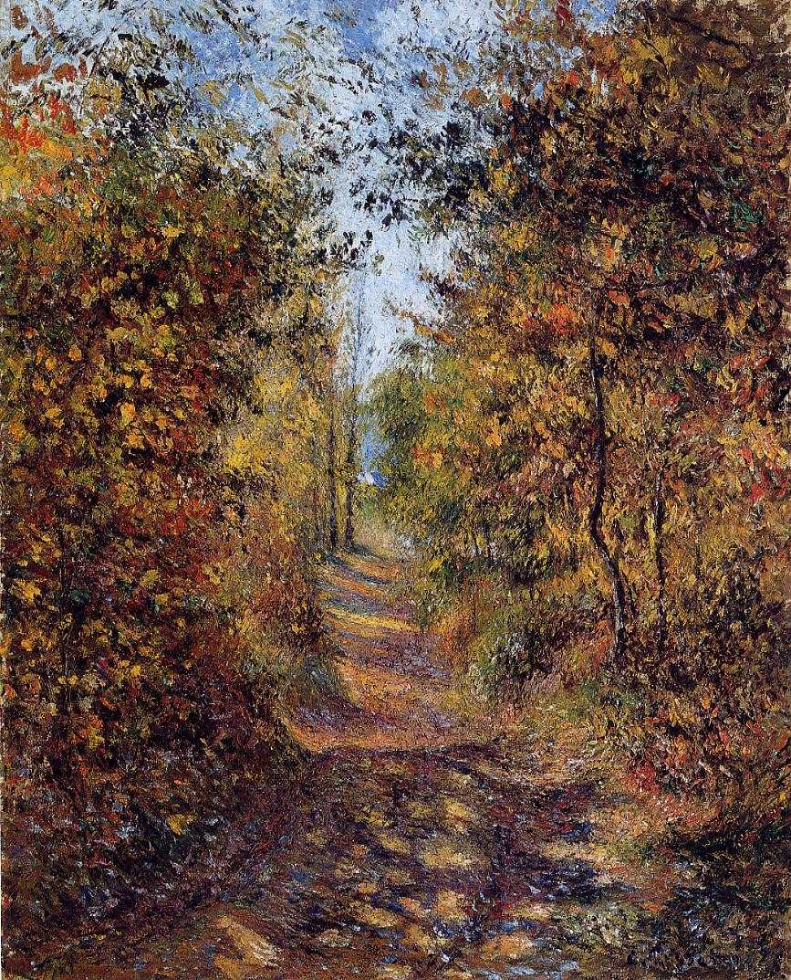 A Path in the Woods, Pontoise by Camille Pissarro — hand-painted botanical oil painting reproduction on canvas