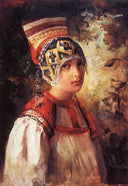 A peasant woman by Vladimir Makovsky — male oil painting wall art, Realism