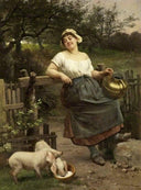 A Peasant Girl, Brittany, France by Émile Bayard — vintage oil painting wall art, Academicism