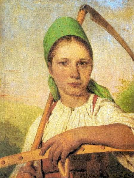A Peasant Woman with Scythe and Rake by Alexey Venetsianov — hand-painted portrait oil painting reproduction on canvas