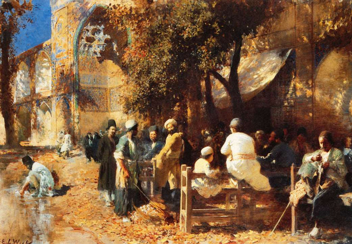 A Persian Cafe by Edwin Lord Weeks — hand-painted architectural oil painting reproduction on canvas