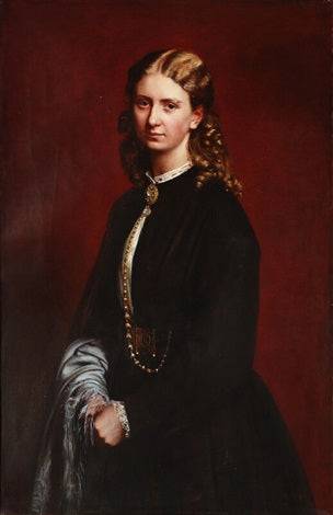 A portrait of Magrethe Lehmann, writer and activist in the womens movement - Carl Bloch