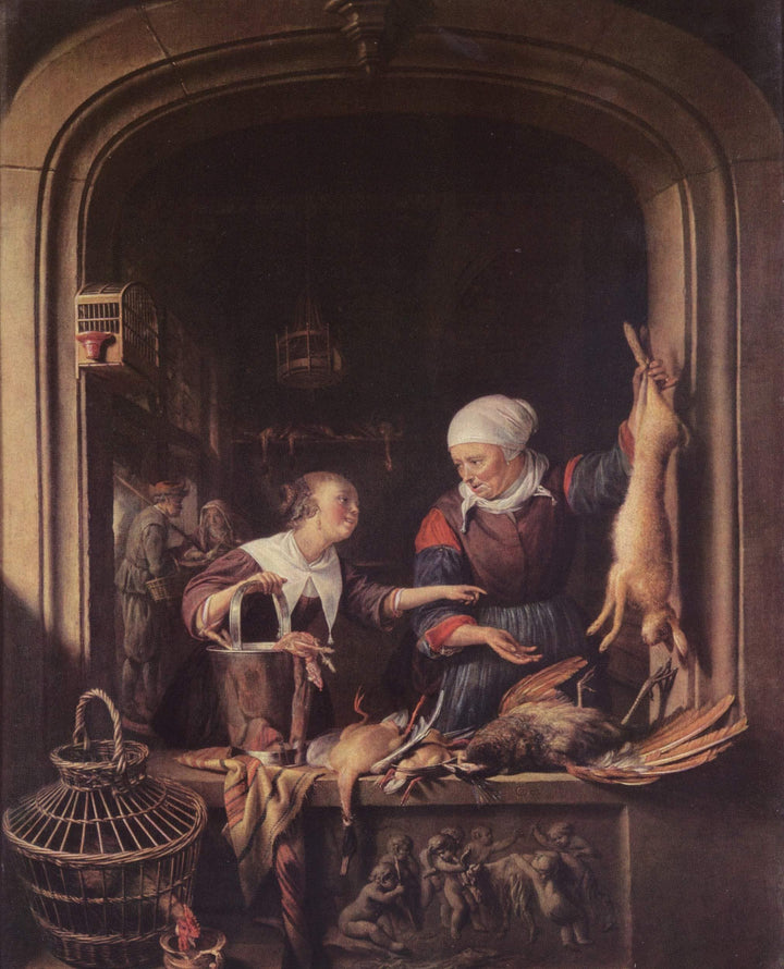 A Poulterer's Shop by Gerrit Dou — hand-painted animal oil painting reproduction on canvas