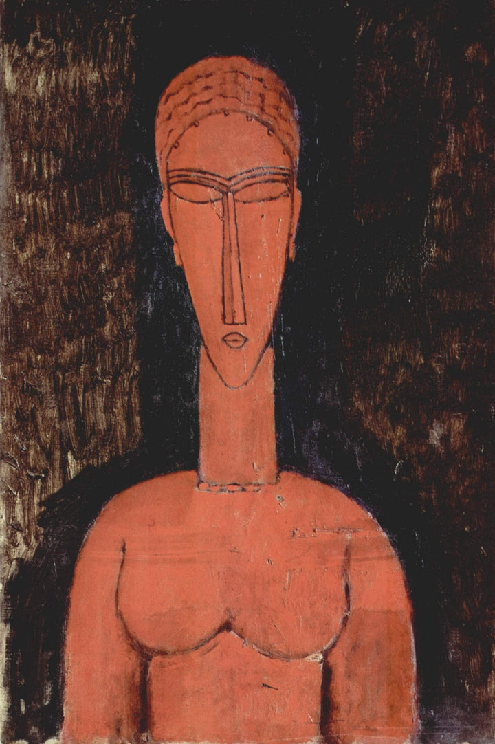 A red bust by Amedeo Modigliani — hand-painted portrait oil painting reproduction on canvas