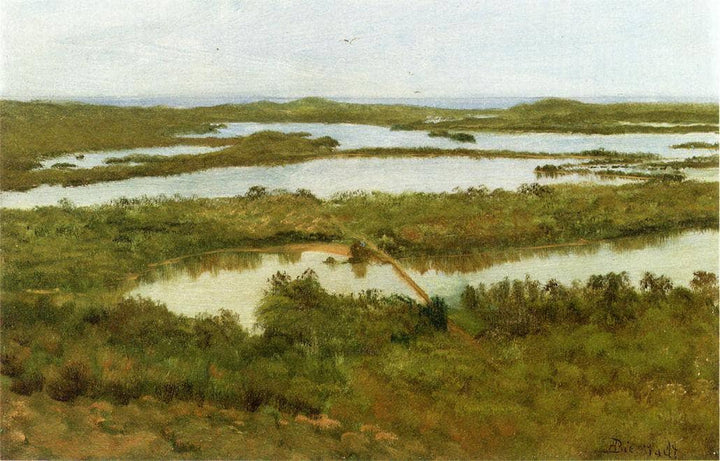 A River Estuary by Albert Bierstadt — hand-painted eco oil painting reproduction on canvas