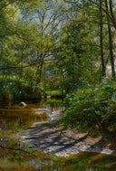 A River Landscape by Peder Mørk Mønsted — hand-painted landscape oil painting reproduction on canvas