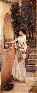 A Roman Offering by John William Waterhouse, flower oil painting wall art, Romanticism