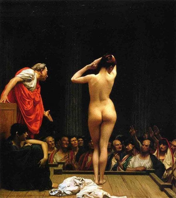 A Roman Slave Market by Jean-Leon Gerome — hand-painted cultural oil painting reproduction on canvas