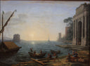 A Seaport at Sunrise by Claude Lorrain — hand-painted landscape oil painting reproduction on canvas