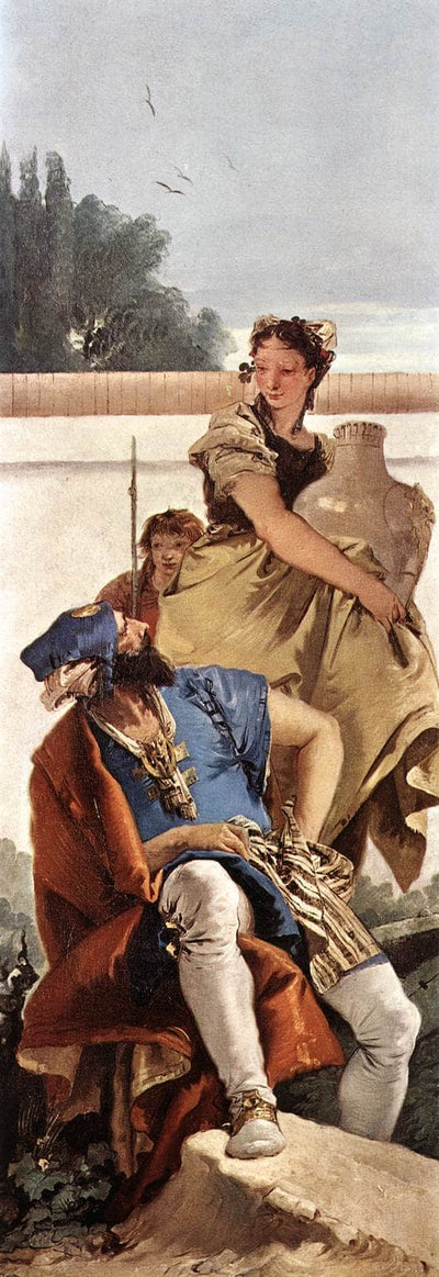 A Seated Man and a Girl with a Pitcher by Giovanni Battista Tiepolo, oil painting reproduction