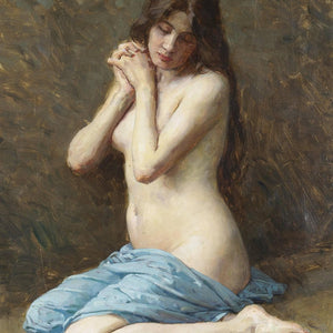 a Seated Nude with a Blue Drape