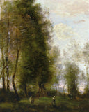 A Shady Resting Place by Camille Corot — hand-painted animal oil painting reproduction on canvas