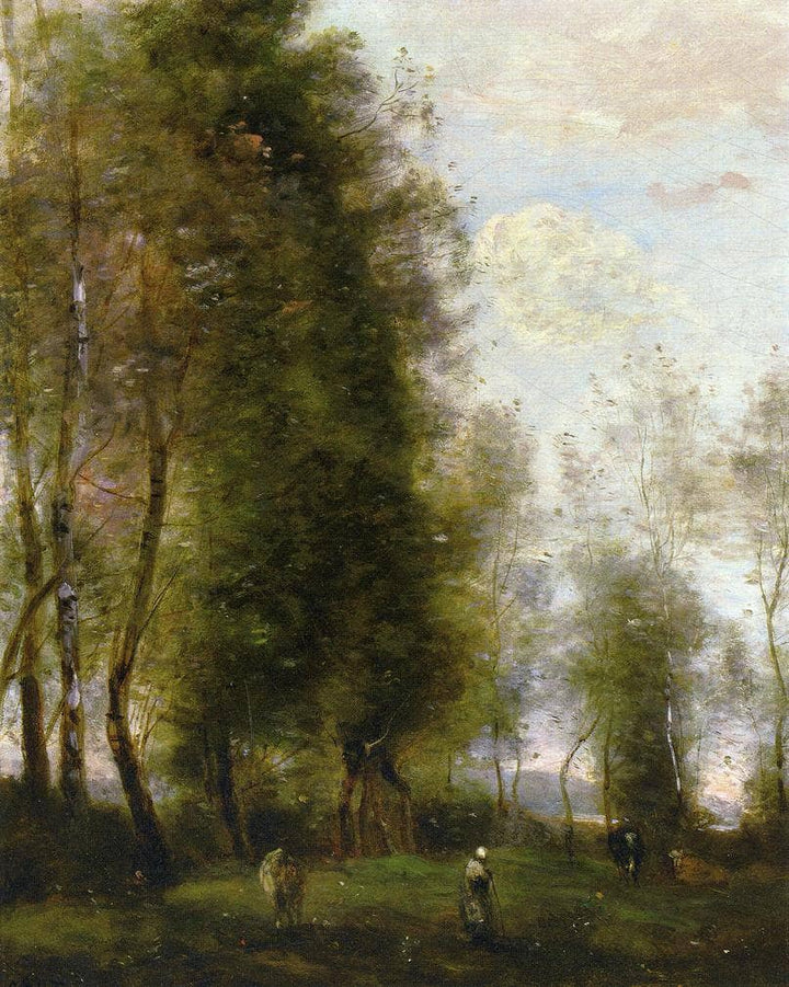 A Shady Resting Place by Camille Corot — hand-painted animal oil painting reproduction on canvas