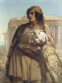 A shepherd boy standing before the Parthenon by Elisabeth Jerichau-Baumann — hand-painted portrait oil painting reproduction on canvas