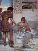 A Silent Greeting by Sir Lawrence Alma-Tadema — female oil painting wall art, Romanticism