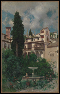 A Spanish Garden by Martín Rico y Ortega — hand-painted architectural oil painting reproduction on canvas