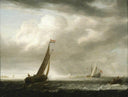 A Squally Day in a Dutch Estuary by Simon de Vlieger — ships oil painting wall art, Baroque