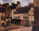 A Square in La Roche Guyon by Camille Pissarro — urban oil painting wall art, Realism